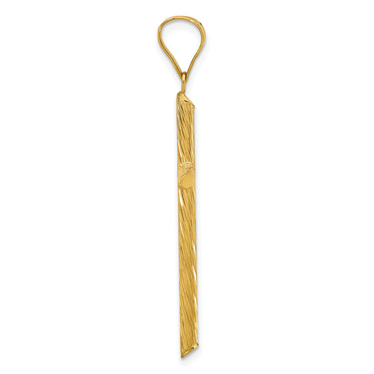 Elegant Polished and Textured Cross Pendant in 14K Yellow Gold