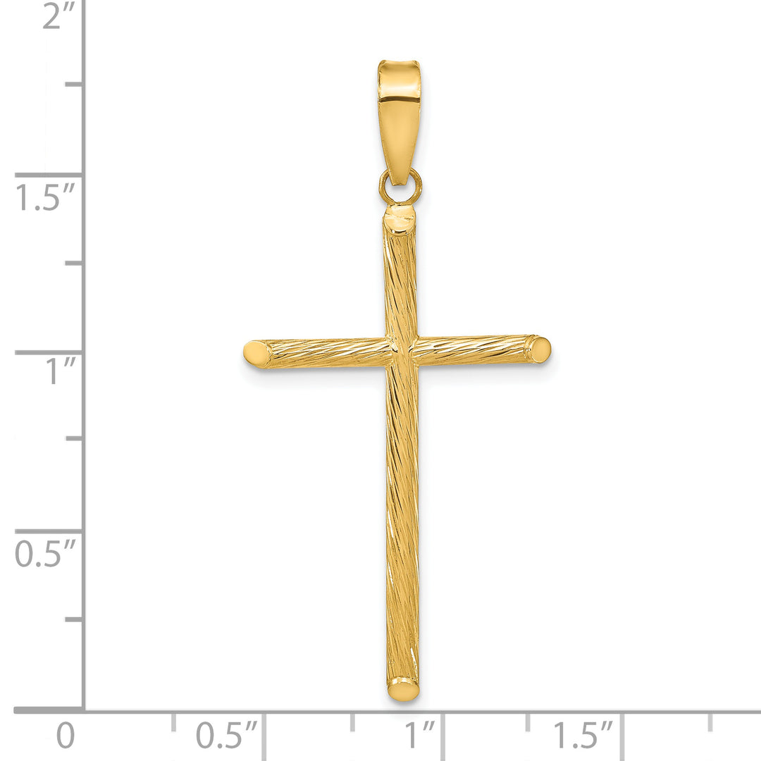 Elegant Polished and Textured Cross Pendant in 14K Yellow Gold