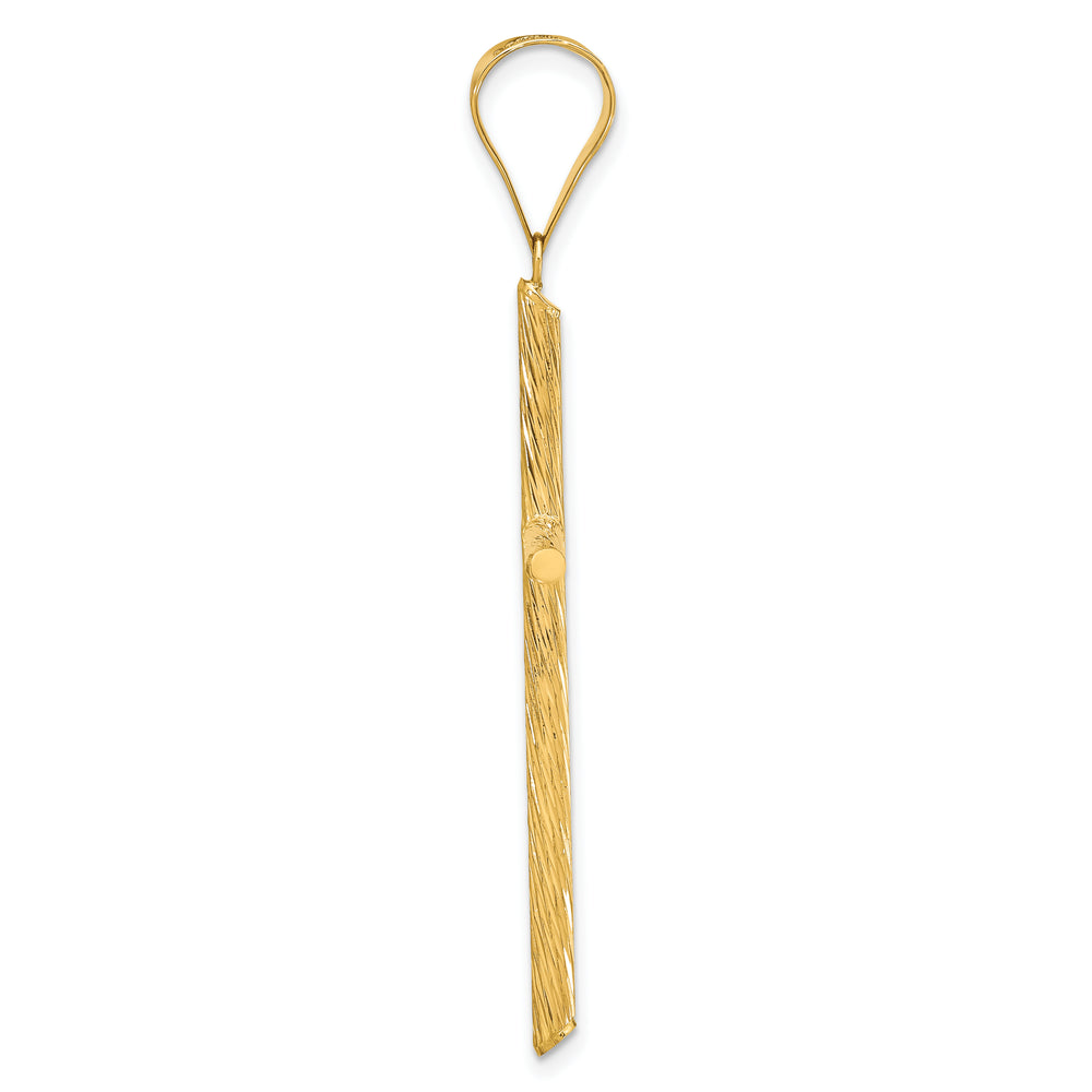 Elegant Cross Pendant in 14K Yellow Gold with a Polished and Textured Finish
