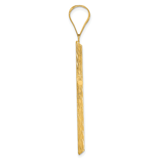 Elegant Cross Pendant in 14K Yellow Gold with a Polished and Textured Finish