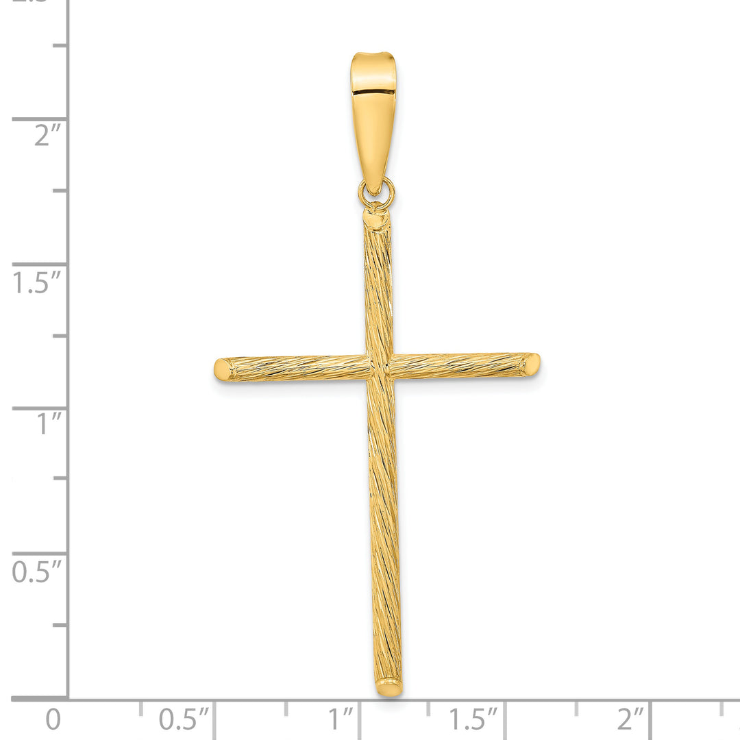 Elegant Cross Pendant in 14K Yellow Gold with a Polished and Textured Finish