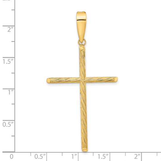 Elegant Cross Pendant in 14K Yellow Gold with a Polished and Textured Finish