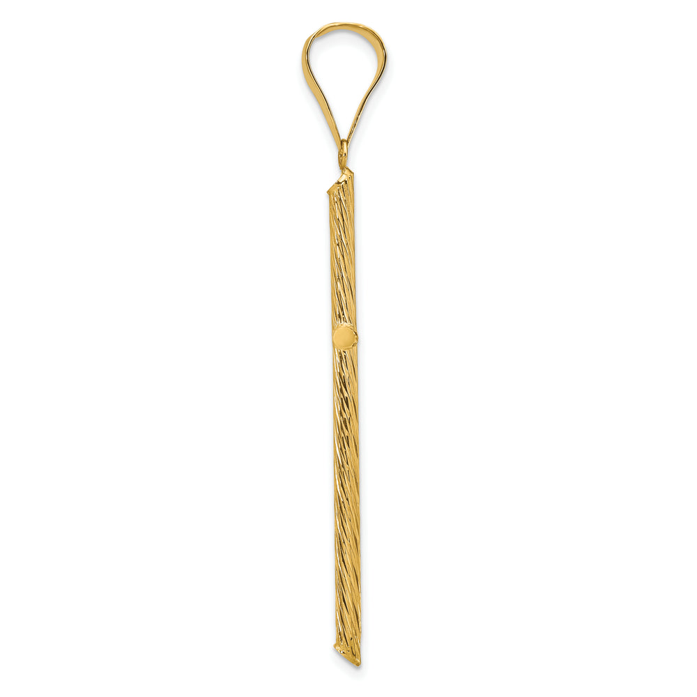 Elegant Polished and Textured Cross Pendant in 14k Yellow Gold