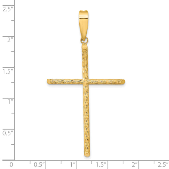 Elegant Polished and Textured Cross Pendant in 14k Yellow Gold