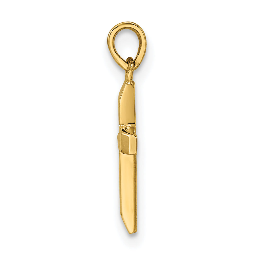 Hollow Cross Pendant with Polished Tapered Ends in 14k Gold