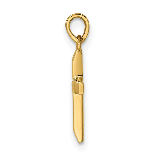 Hollow Cross Pendant with Polished Tapered Ends in 14k Gold