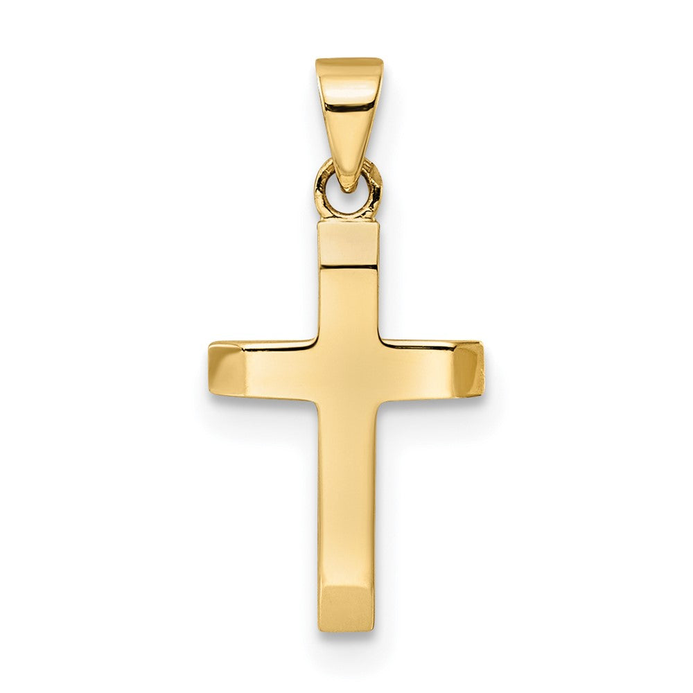 Hollow Cross Pendant with Polished Tapered Ends in 14k Gold