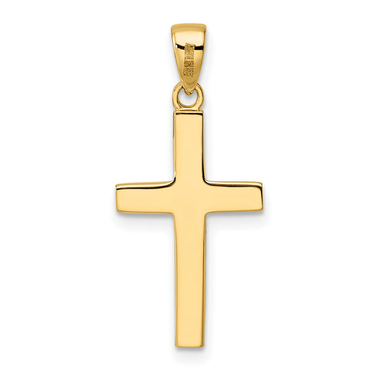 14k Hollow Cross Pendant with Polished Flared Ends