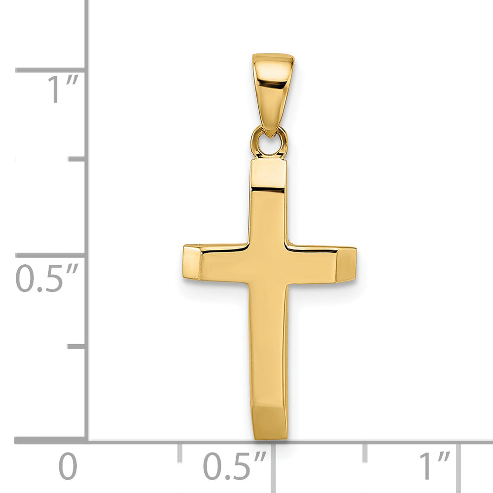 14k Hollow Cross Pendant with Polished Flared Ends