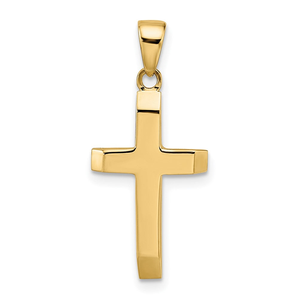14k Hollow Cross Pendant with Polished Flared Ends