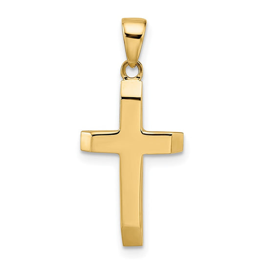 14k Hollow Cross Pendant with Polished Flared Ends