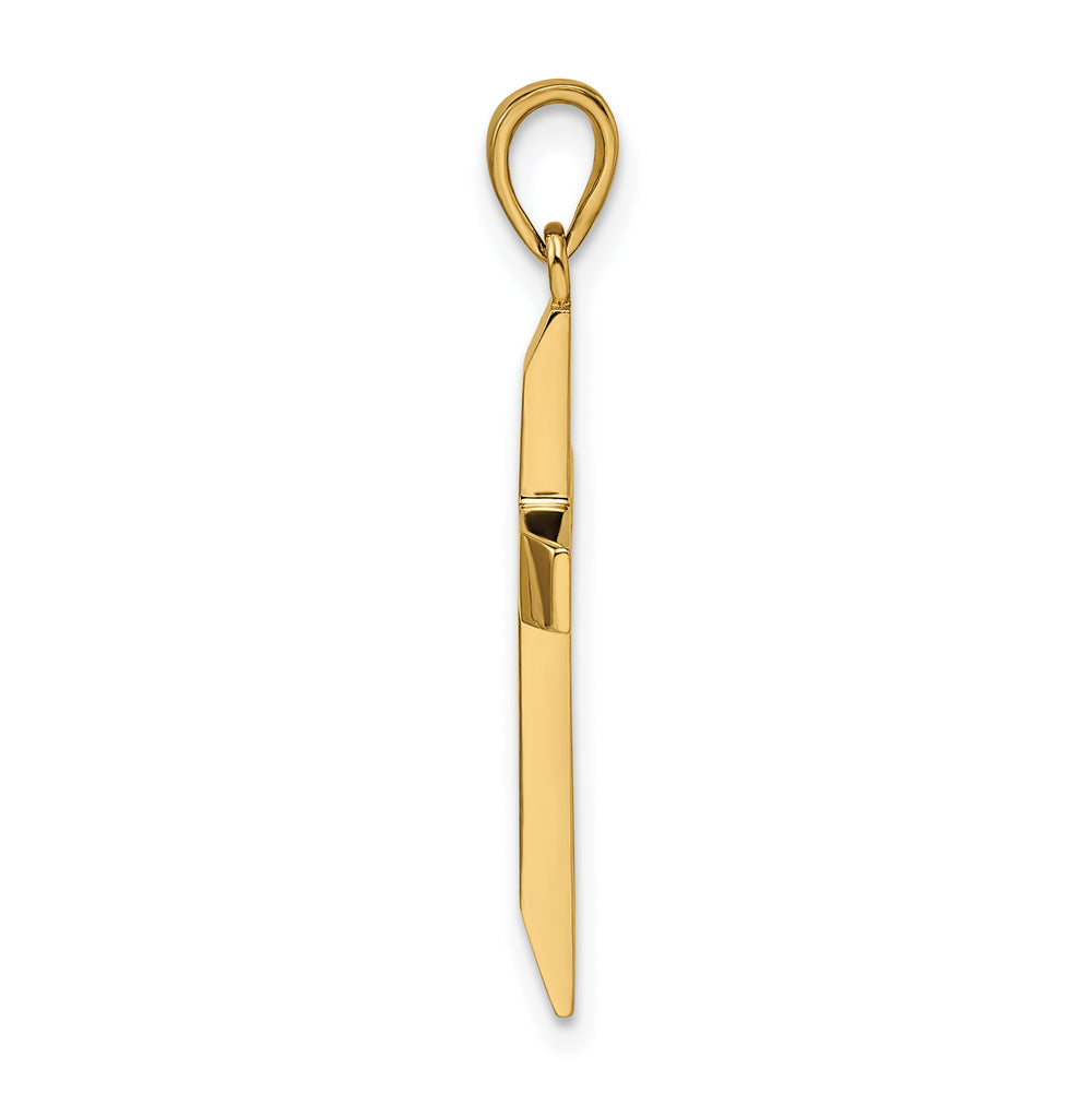 Satin/Polished Beveled Medium Latin Cross Pendant 14K