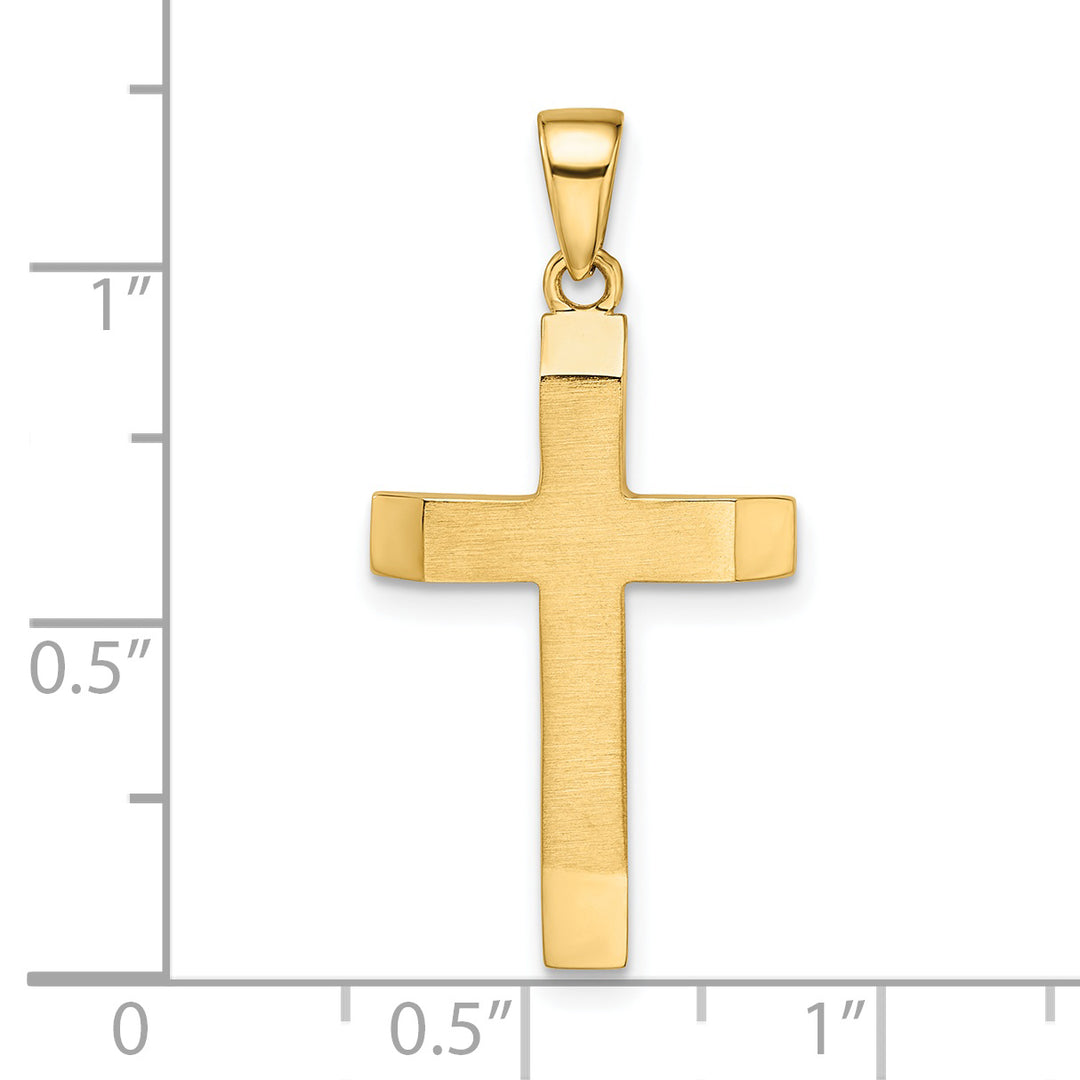 Satin/Polished Beveled Medium Latin Cross Pendant 14K