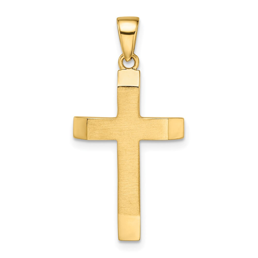 Satin/Polished Beveled Medium Latin Cross Pendant 14K