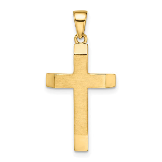 Satin/Polished Beveled Medium Latin Cross Pendant 14K