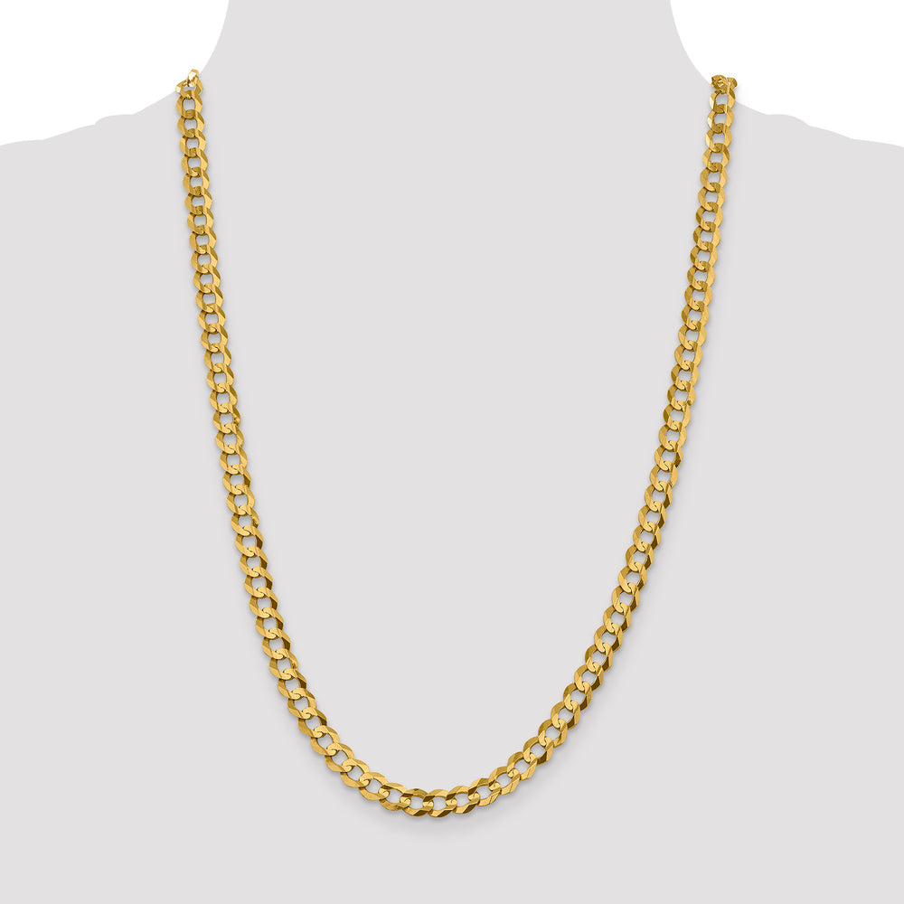 Cadena Cubana Plana Liviana de 7.2 mm en Oro Amarillo de 14k