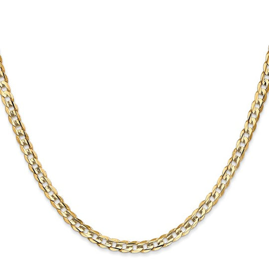 Cadena de 14K, 24 pulgadas, 3.8 mm, estilo Curb Concavo Abierto con Cierre de Langosta