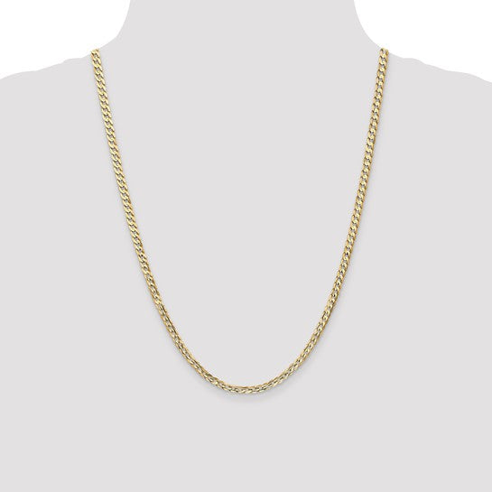 Cadena de 14K, 24 pulgadas, 3.8 mm, estilo Curb Concavo Abierto con Cierre de Langosta