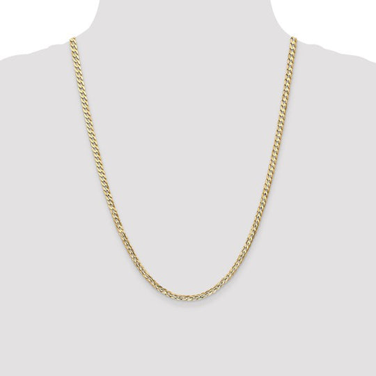 Cadena de 14K, 24 pulgadas, 3.8 mm, estilo Curb Concavo Abierto con Cierre de Langosta