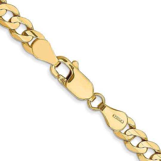 Cadena de 14K, 24 pulgadas, 4.5 mm, estilo Curb Cóncavo Abierto con Cierre de Langosta