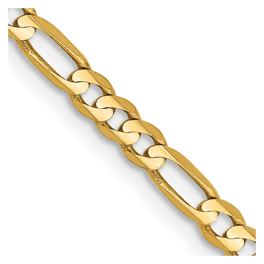 Cadena Figaro abierta cóncava de 14k y 3 mm