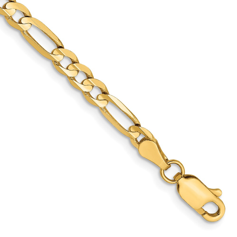 14k 4mm Concave Open Figaro Bracelet