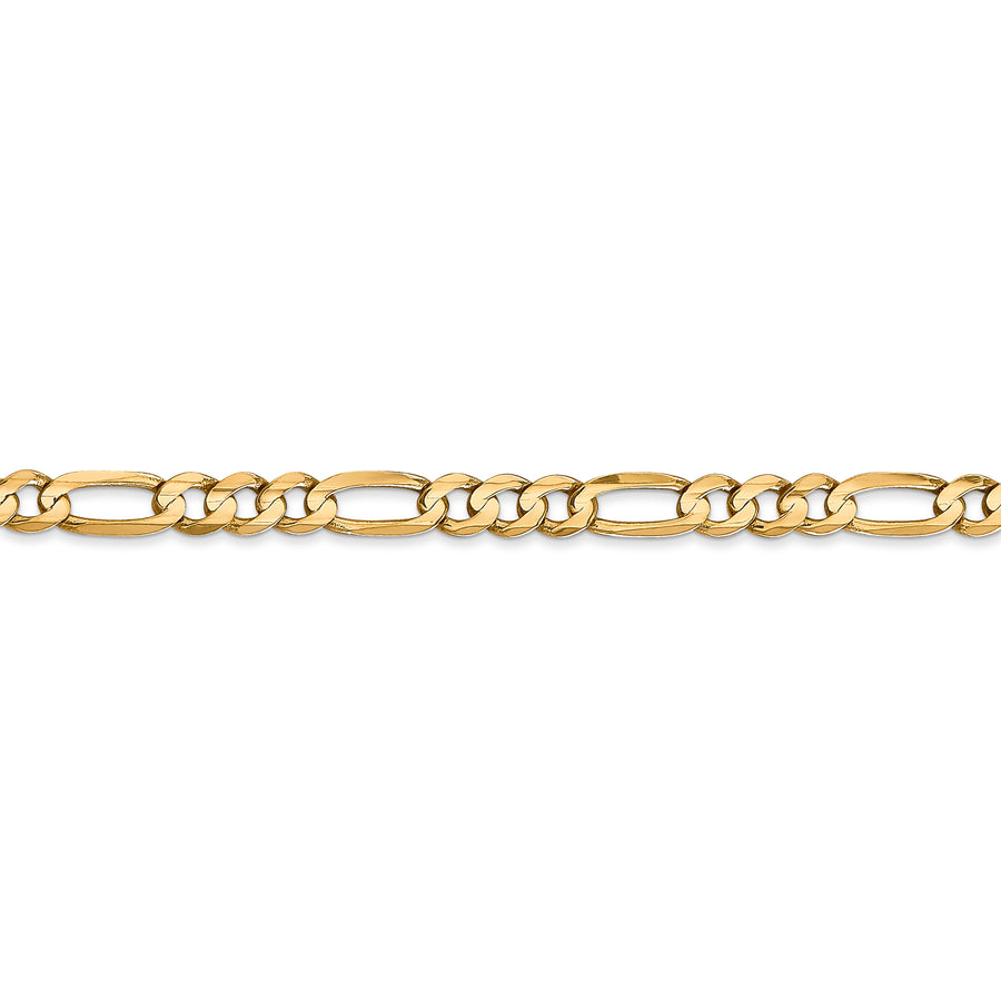 Cadena Figaro abierta cóncava de 14k y 4,5 mm