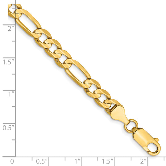 14k 6mm Concave Open Figaro Bracelet