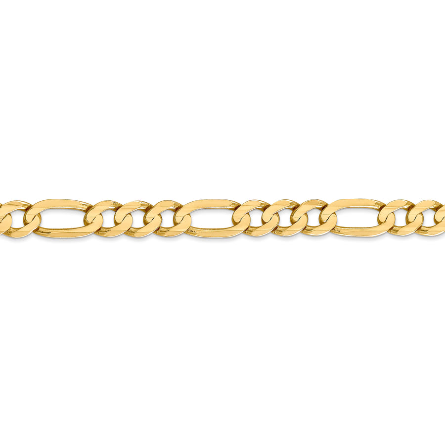 Cadena Figaro abierta cóncava de 14k y 6,75 mm