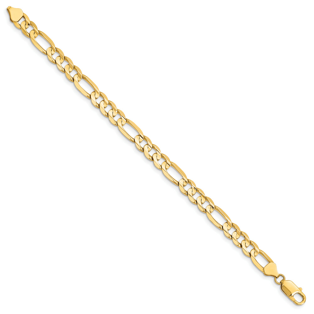 14k 7.5mm Concave Open Figaro Bracelet