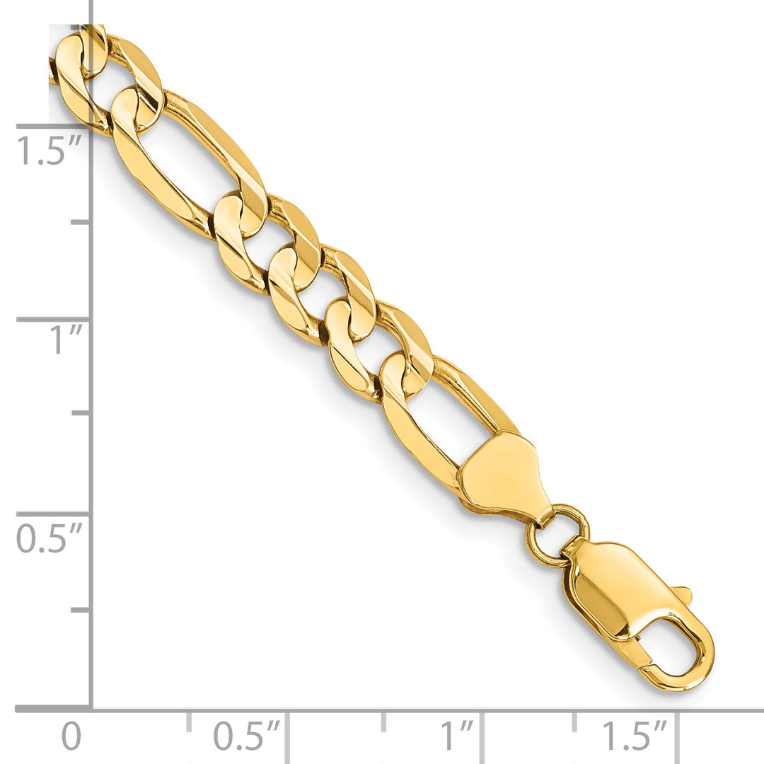 14k 7.5mm Concave Open Figaro Bracelet