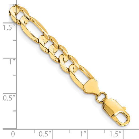 14k 7.5mm Concave Open Figaro Bracelet