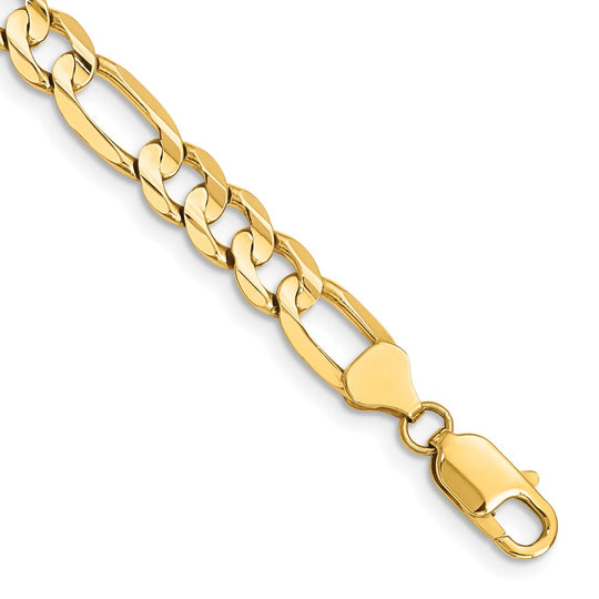 14k 7.5mm Concave Open Figaro Bracelet