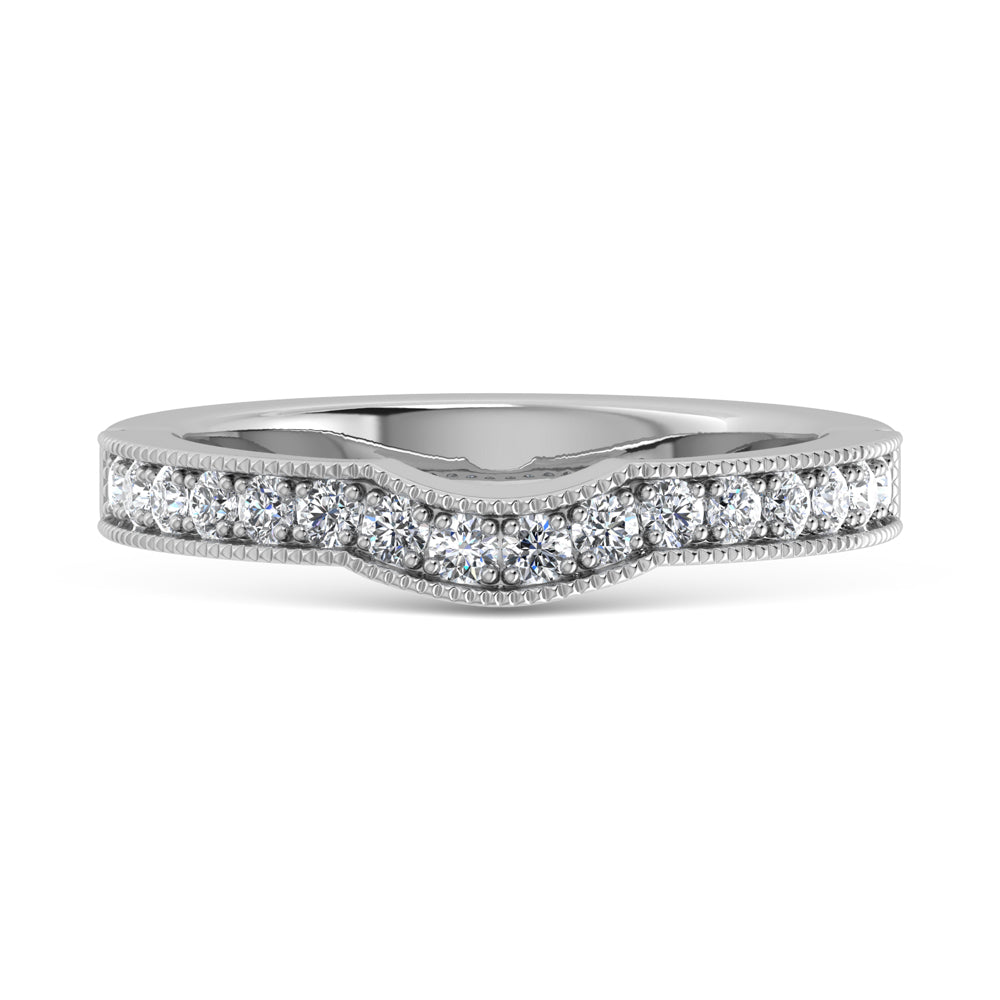 Alianza de Boda con Diamante de Laboratorio de 1/2 qt en Oro Blanco de 14k
