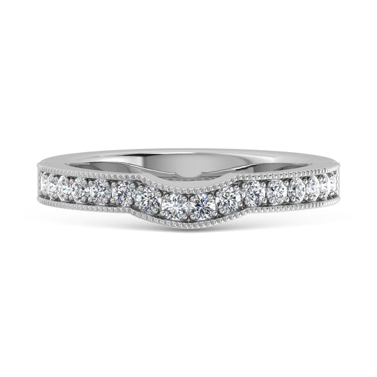 Alianza de Boda con Diamante de Laboratorio de 1/2 qt en Oro Blanco de 14k