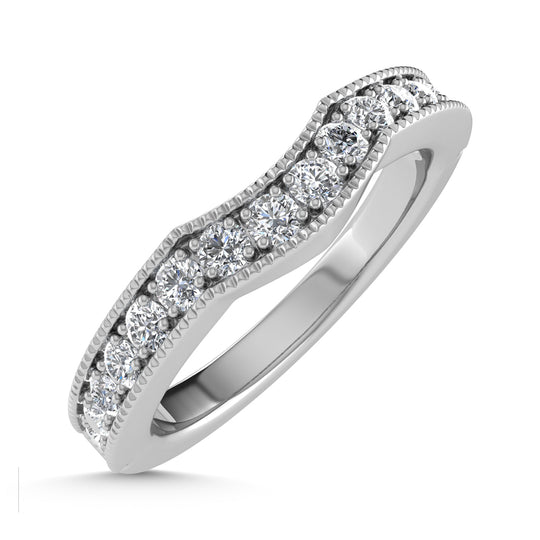 Alianza de Boda con Diamante de Laboratorio de 1/2 qt en Oro Blanco de 14k