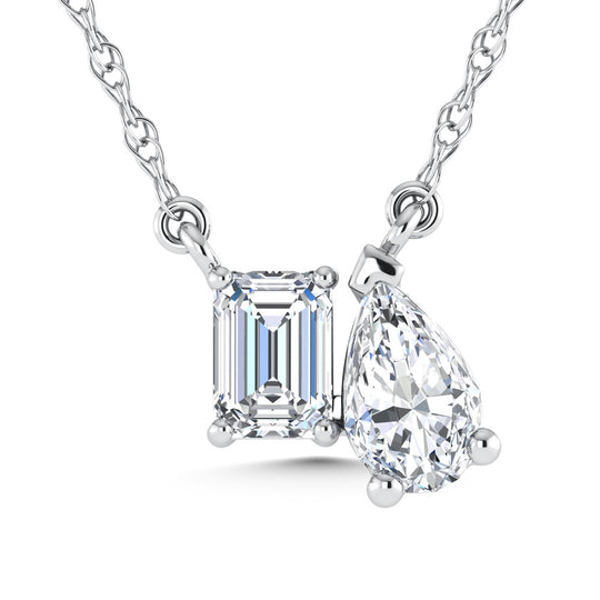 10K white gold lab-grown diamond, 1 ct. tw. Fashion necklace