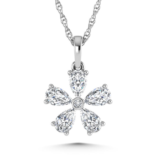 14K white gold lab-grown diamond, 1 1/4 carats total. Fashion pendant