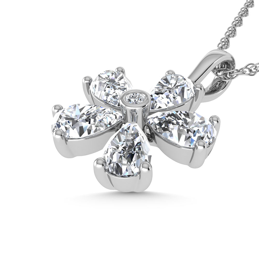 14K white gold lab-grown diamond, 1 1/4 carats total. Fashion pendant