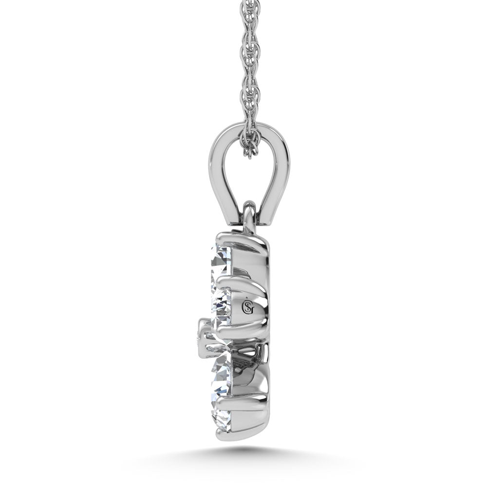 14K white gold lab-grown diamond, 1 1/4 carats total. Fashion pendant