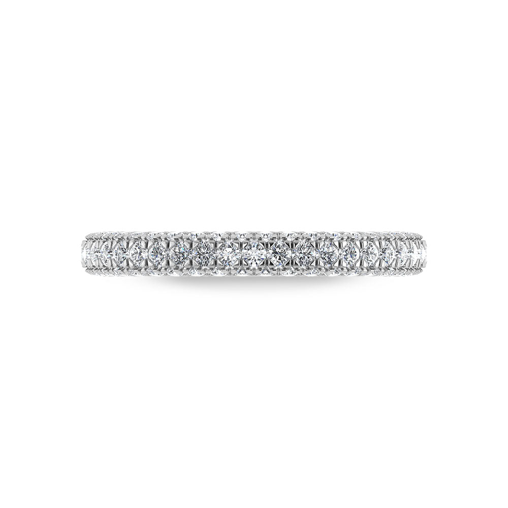 Diamante cultivado en laboratorio de oro blanco de 10 quilates, 7/8 quilates total. Alianza de boda de forma redonda