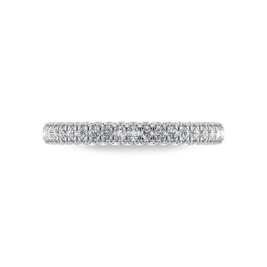 Diamante cultivado en laboratorio de oro blanco de 10 quilates, 7/8 quilates total. Alianza de boda de forma redonda