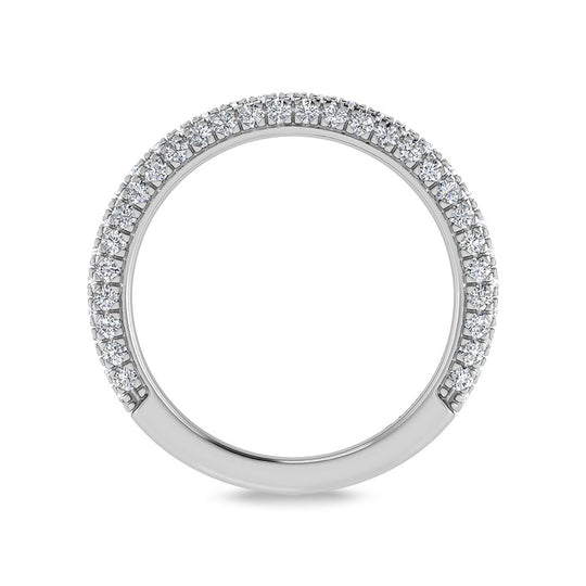 Diamante cultivado en laboratorio de oro blanco de 10 quilates, 7/8 quilates total. Alianza de boda de forma redonda