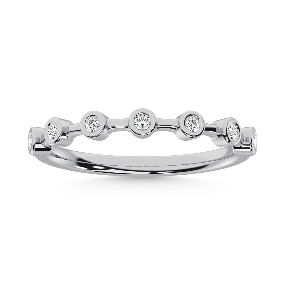 10K white gold lab-grown diamond, 1/10 carat total. Wedding band