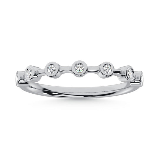 10K white gold lab-grown diamond, 1/10 carat total. Wedding band