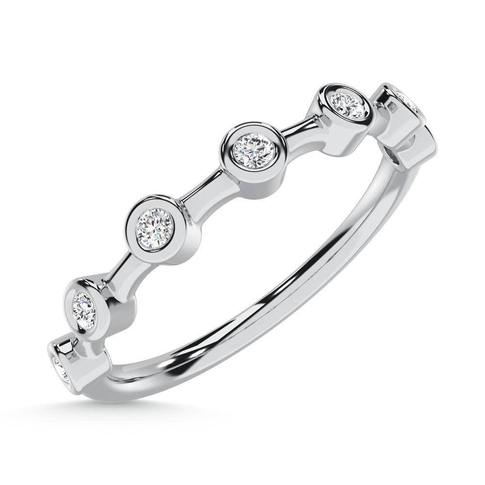 10K white gold lab-grown diamond, 1/10 carat total. Wedding band