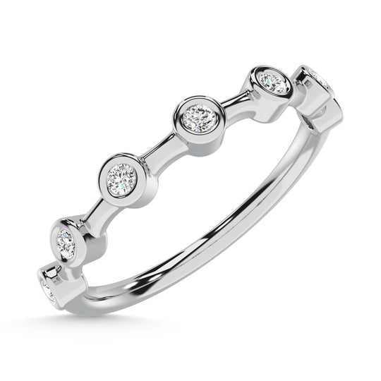 10K white gold lab-grown diamond, 1/10 carat total. Wedding band