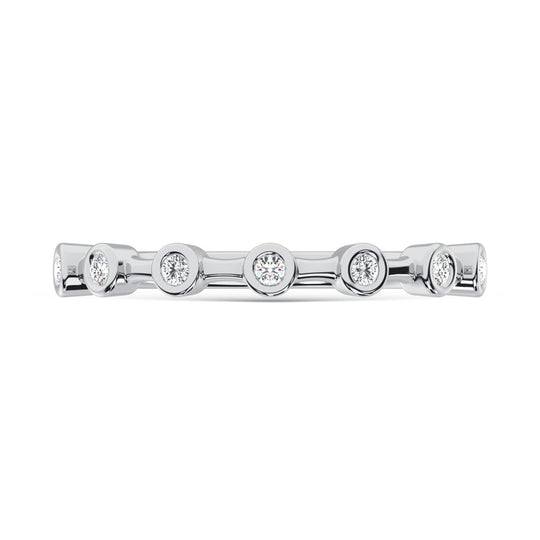 10K white gold lab-grown diamond, 1/10 carat total. Wedding band