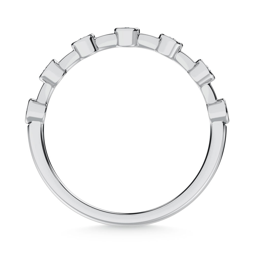 10K white gold lab-grown diamond, 1/10 carat total. Wedding band
