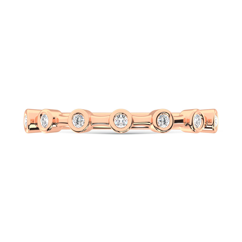 Diamante cultivado en laboratorio en oro rosa de 10 quilates, 1/10 quilates total. Alianza de boda